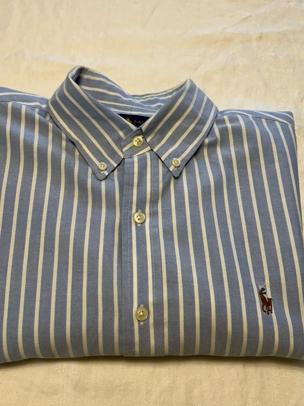 Ralph Lauren Light Blue & White Striped Button-Down Shirt